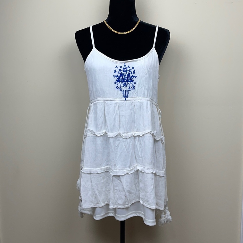 Moral Fiber Boho White Mini Dress Size L